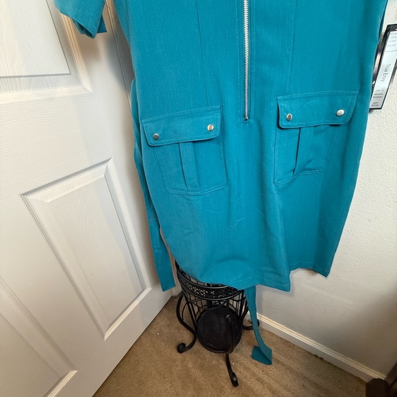 Teal Zip-Front Dress - Picture 6 of 15